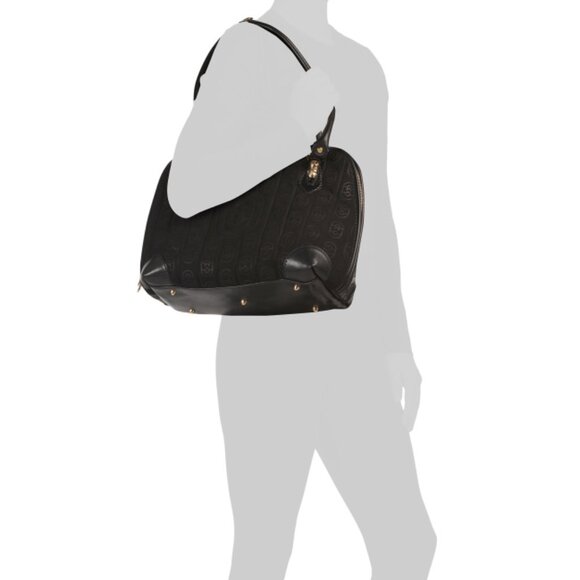 MARINO ORLANDI Black Made In Italy Leather Logo Embossed Tote - Picture 2 of 2